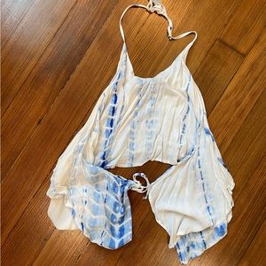 Urban tie dye black less halter